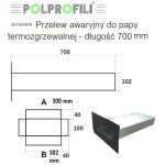 Przelew rzygacz awaryjny do papy termozgrzewalnej, przelew awaryny z blachy - długość przelewu 700mm 3010PAPA | Polprofili