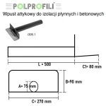Wpust attykowy do izolacji płynnych i betonowych i305.1 | Rzygacz dachowy fi 75 mm do z rurą L 500 mm